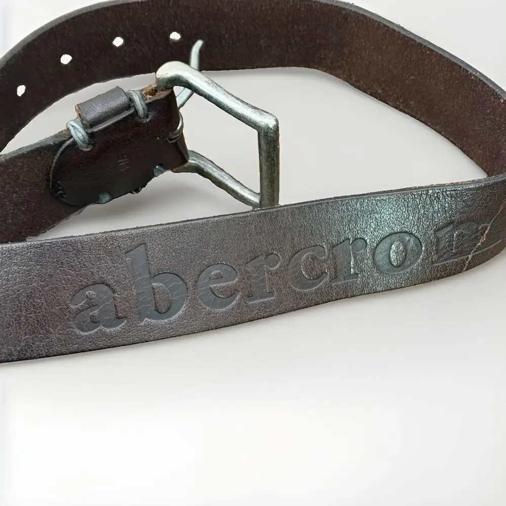 Vintage Y2K ABERCROMBIE & FiITCH Moose Embossed Leather Belt Brown Size S / M